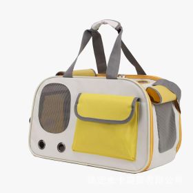 Portable And Lightweight Pet Travel Large Capacity Breathable Shoulder Backpack Cat Bag (Option: Yellow)