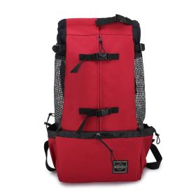 Pet Dog Carrier Bag Carrier For Dogs Backpack Out Double Shoulder Portable Travel Backpack Outdoor Dog Carrier Bag Travel (Option: Red-M)