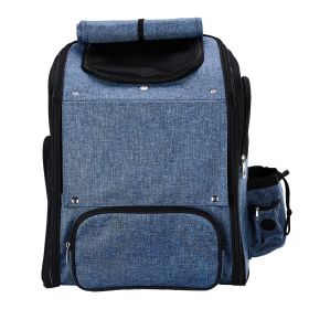 Pet Carrier Backpack, Expandable Cat Dog Carrier With Back Extension, Breathable Mesh Travel Backpack For Small Dogs Cats, Soft-Sided Pet Backpac (Option: Blue)