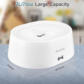 2L 70oz Spill-Proof Dog Slow Flow Drinking Bowl With Activated Carbon Filter (Option: White)